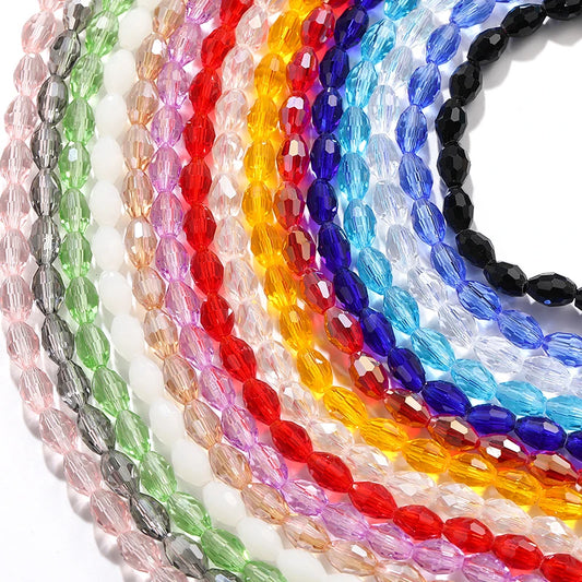 Acmore Crystal Popular  6*8MM Olive-shaped Crystal Beads for Clothing Making Best  DIY Accessories for Door & Curtain Decoration