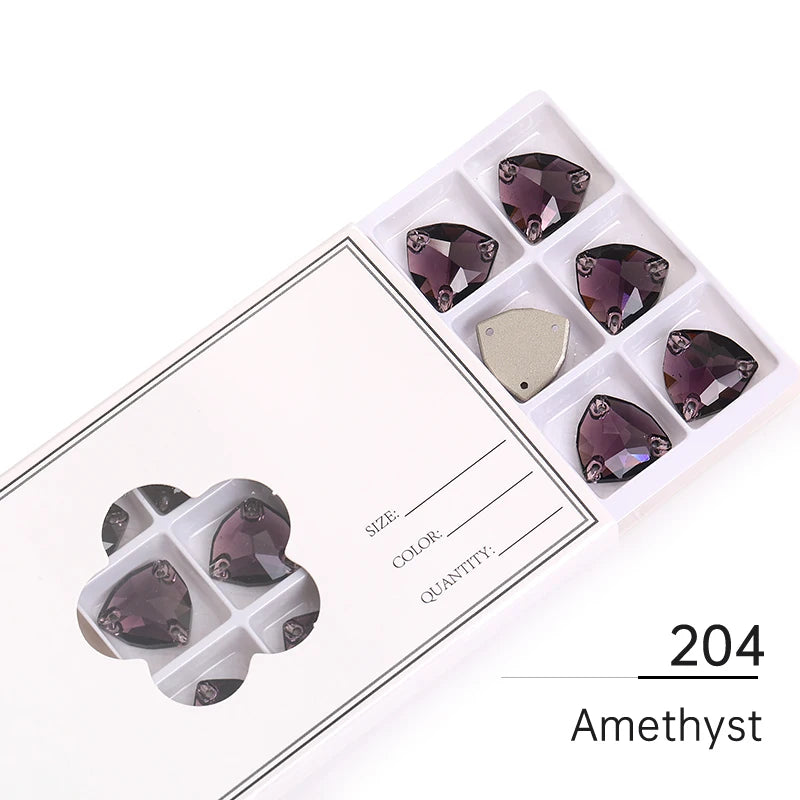 Acmore Crystal Fat Triangle Hot Selling DIY Shiny Crystal K9 Glass Sew on Rhinestone Fancy Stones Strass for Wedding Dress Decoration