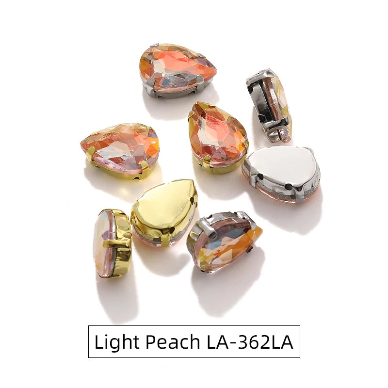 Acmore Crystal New Arrival LA Series Waterdrop Shape Stainless Steel Claw Setting Piont Back Crystals Sew on Beads for Jewelry