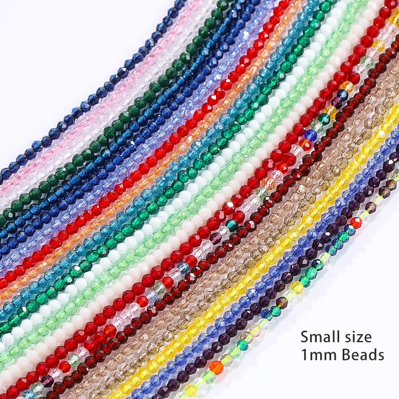 Acmore Crystal 1mm 20 Colors Loose Crystal Stones Jewelry Making Crafts Waist Necklace Earring Flat Beads DIY Deco Accessories