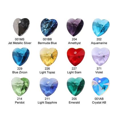 Acmore Crystal Heart Shape10MM K9 Loose Pointed Back Crystal Rhinestones for Jewelry Custom Pendant for Necklace Making