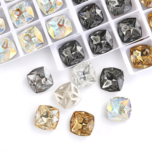 Acmore Crystal Cushion Shape Star Meteorite Series 12 /18mm K9 Glass Pointback Crystal Stones Rhinestones Jewelry Making Garment