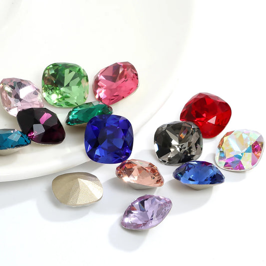 Acmore Crystal Wholesale Cushion Pointback Rhinestone K9 Glass Fancy Stone Loose Glass Design DIY Clothes Bags Shoes