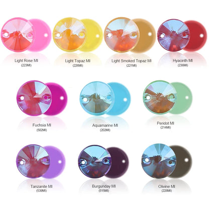 Acmore Crystal New MI Series Rivoli Shaped Round High Quality 3d K9 Glass Sew on Crystal Stones Rhinestone DIY Accessories