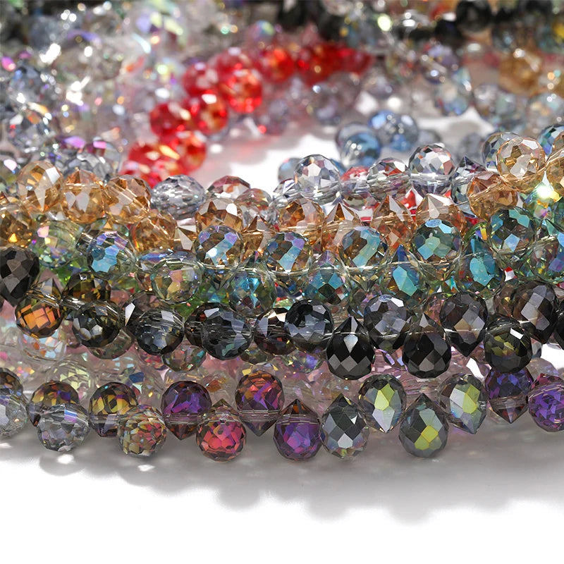 Acmore Crystal  8*10MM Shinning AB Color Faceted Cutting Strawberry  Tear Drop  Crystal Loose Beads Jewelry Accessories