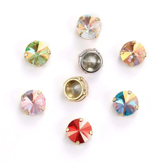 Acmore Crystal High Quality Rivoli Shaped  LA Series Crystal Glass Pointback Rhinestone With Claw for Jewelry Making