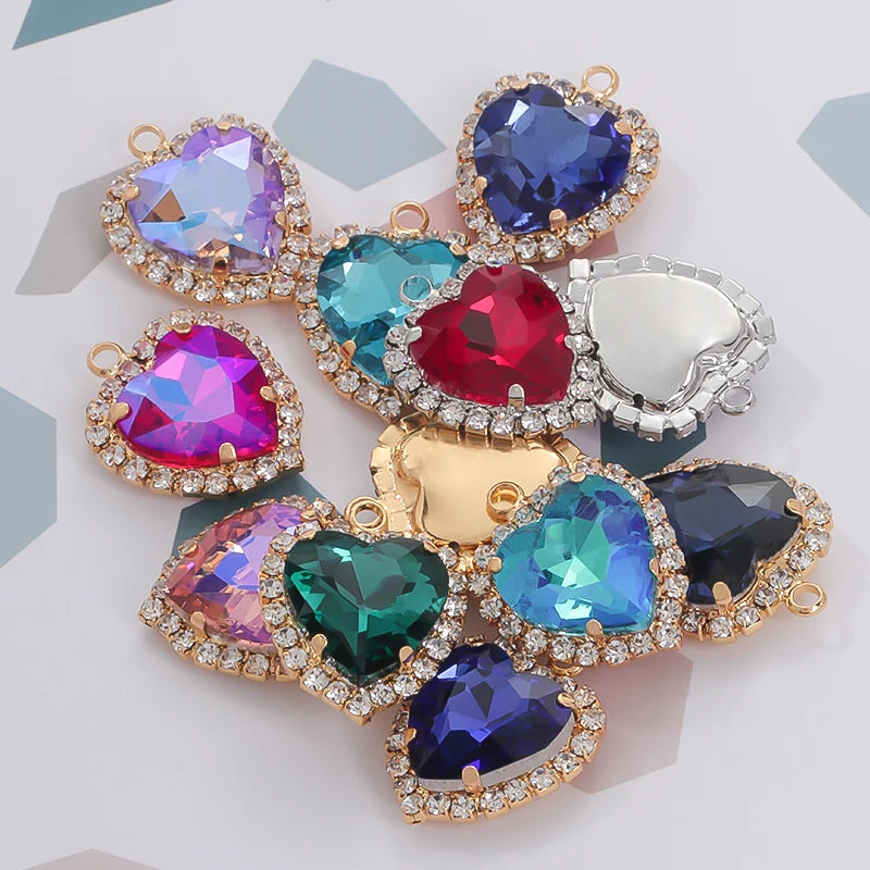 Heart Single Hanging Crystal Buckle Edge Hand - Sewn Diamond Hair Accessories Headdress Clothing Claw Rhinestone Accessories