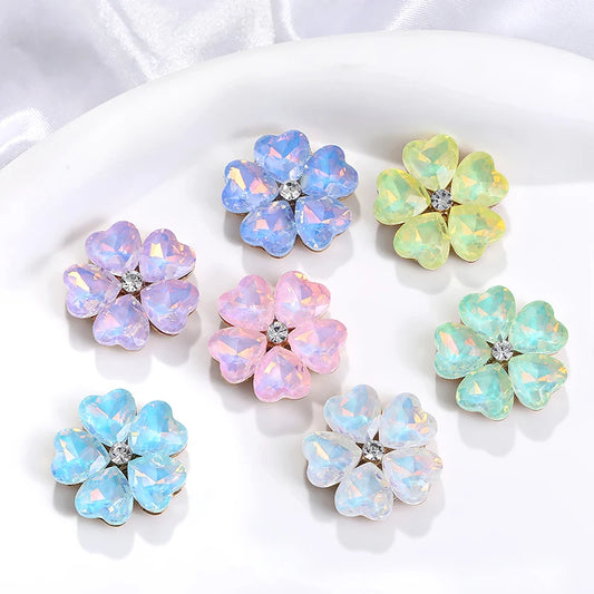 Acmore Crystal Wholesale Fancy Rhinestones Point Back Stone Heart Alloy Flower Glue on Fancy Rhinestones Decoration Jewelry Clothing