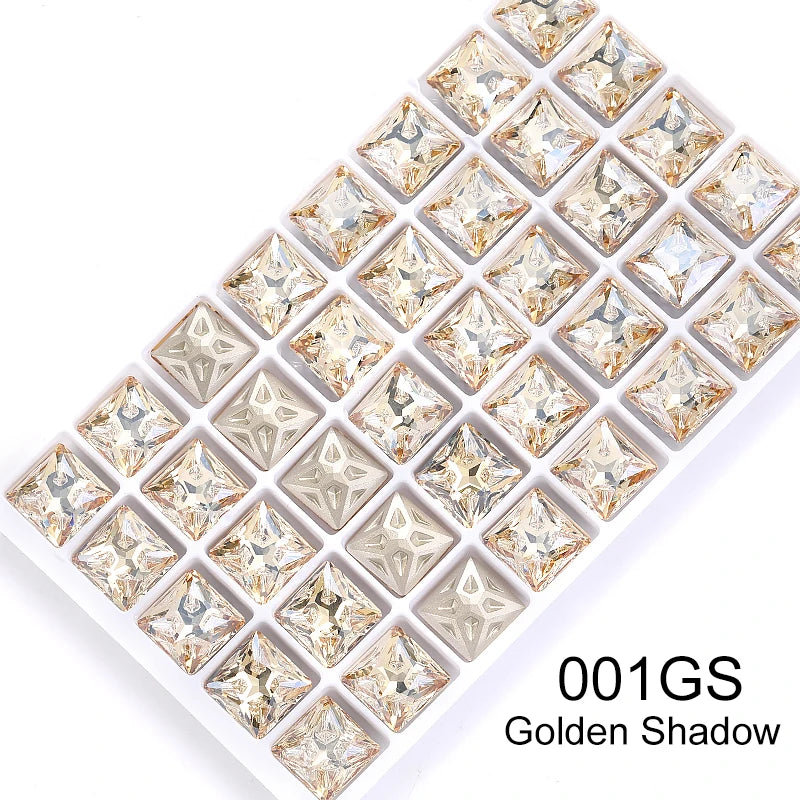 Acmore Crystal Square Shape Star Meteorite Series 12 /18mm K9 Glass Pointback Crystal Stones Rhinestones for Jewelry Making Garment
