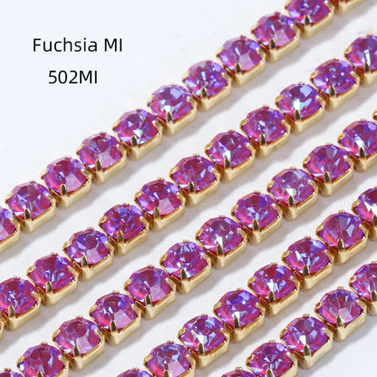 Acmore Crystal New SS4-SS16 Size MI Round Shape Glass Stones Copper Claw Rhinestones Chain Sew on Crystal Direction DIY Rhinestone