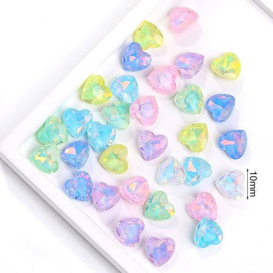 Acmore Crystal New Design Heart Shape Opal Mocha Rhinestones Point Back Glass Crystal Stones Fashion Clothing Decoration