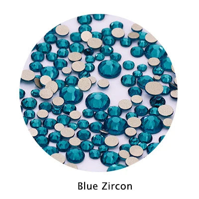 Acmore Crystal Gold Flat Back Round 40 Colors SS3-SS20 Mixed 3d Crystal ab Press on Nail Art Supplies Rhinestone Accessories