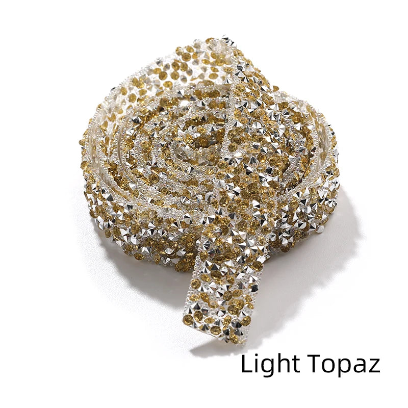 Acmore Crystal High Quality 1.2cm Trim Strass Chain Resin Crystal AB Hot Fix Rhinestones DIY Belt Wedding Dress Garment Craft