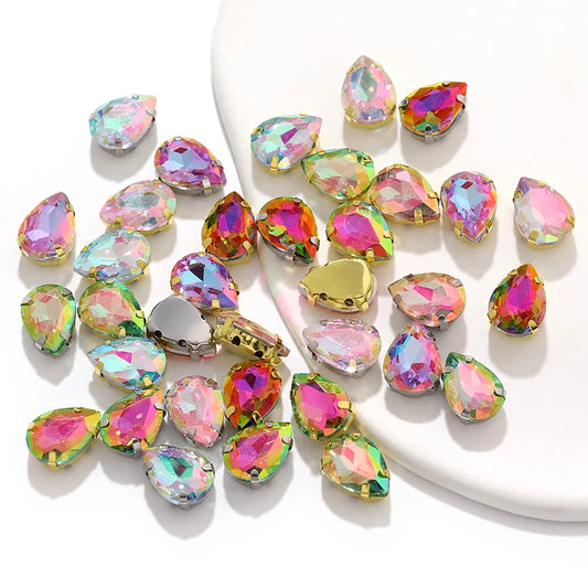 Acmore Crystal  Shadow  Series Piont Back Rhinestone With Claw Four Corners of Water Droplets Stone for Garment
