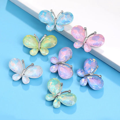 Acmore Crystal New Design Loose Rhinestone Butterfly Alloy Flower Shapes Crystal Stone Point Back DIY Clothes Decoration