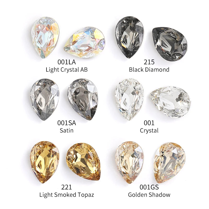 Acmore Crystal New Design Star Meteorite K9 Glss Drop Shape Pointback Crystal Beads Fancy Rhinestones for Bracelete Making Shoes Accessories