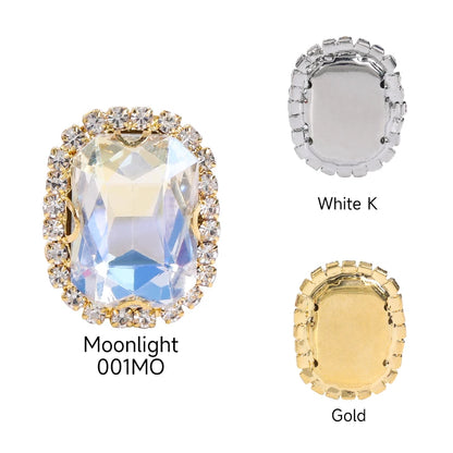 Acmore Crystal Gold Bottom High Quality 13*18mm Rhinestone Beads With Claw Sew on Glass Crystal Stone for DIY Design Accessories