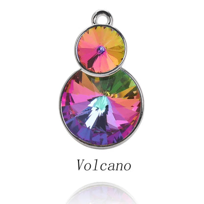 Acmore Crystal Double Rivoli Shaped Fancy Shiny 16 Colors Crystal Stones K9 Glass Alloy Back Pendant Necklace for DIY Earring Charms