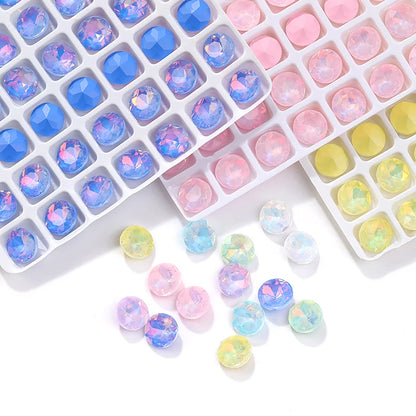 Acmore Crystal New Size Gemstone Flower Shape Glue on Opal Mocha DE Loose Point Back Glass Rhinestones Crystal Jewelry DIY Decoration