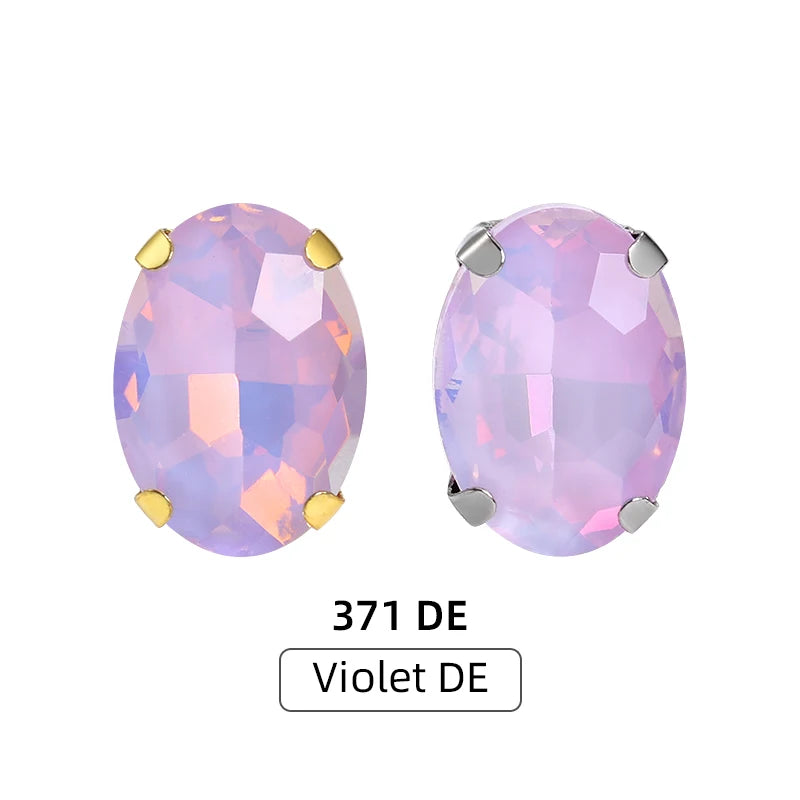 Acmore Crystal Wholesale High Quality Sew on Four Claws  Oval Shape Strass Flatback Glass Rhinestones Wedding Dress Crafts