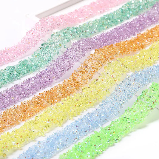 Acmore Crystal Wholesale 1.2cm Width Jelly Resin Strips Non Hotfix Stones Self-Adhevise Rhinestone Trim Sticker for DIY Tumbler