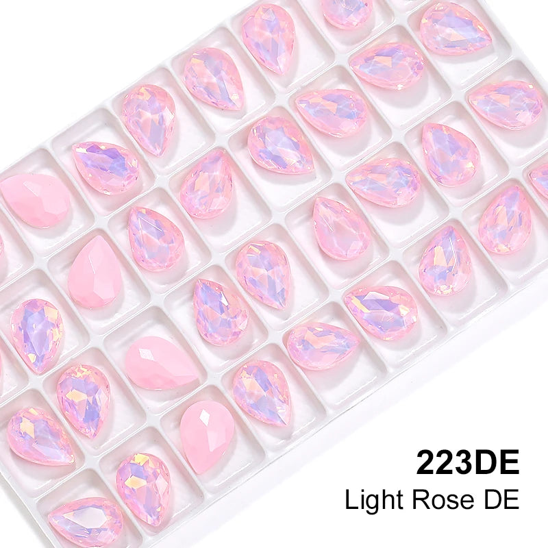 Acmore Crystal Wholesale Piont Back Crystals Rhinestones Drop Shape Bling Loose Strass Nail Art Garment Decoration