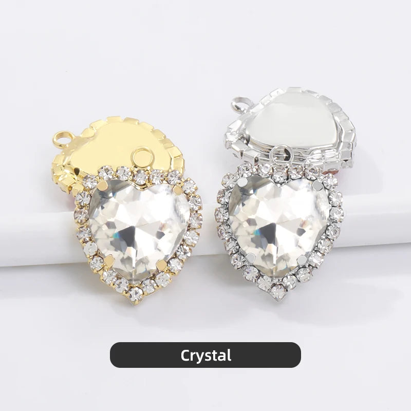 Heart Single Hanging Crystal Buckle Edge Hand - Sewn Diamond Hair Accessories Headdress Clothing Claw Rhinestone Accessories