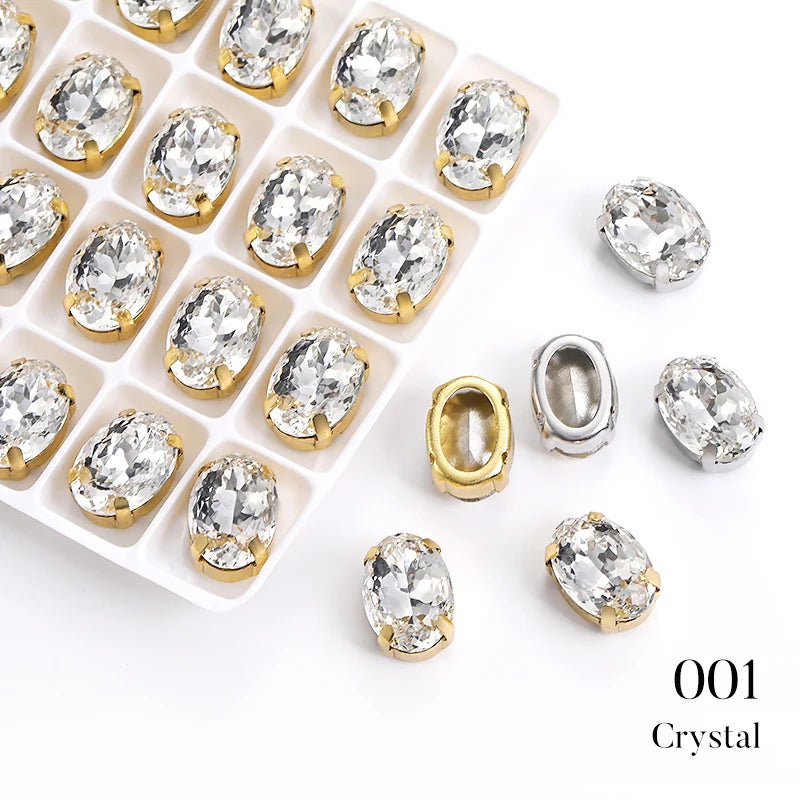 Acmore Crystal High Quality Oval Shape Nest Face Glass Stone  Claw Rhinestone for Jewelry Making  Accessories