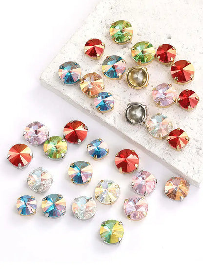 Acmore Crystal High Quality Rivoli Shaped  LA Series Crystal Glass Pointback Rhinestone With Claw for Jewelry Making