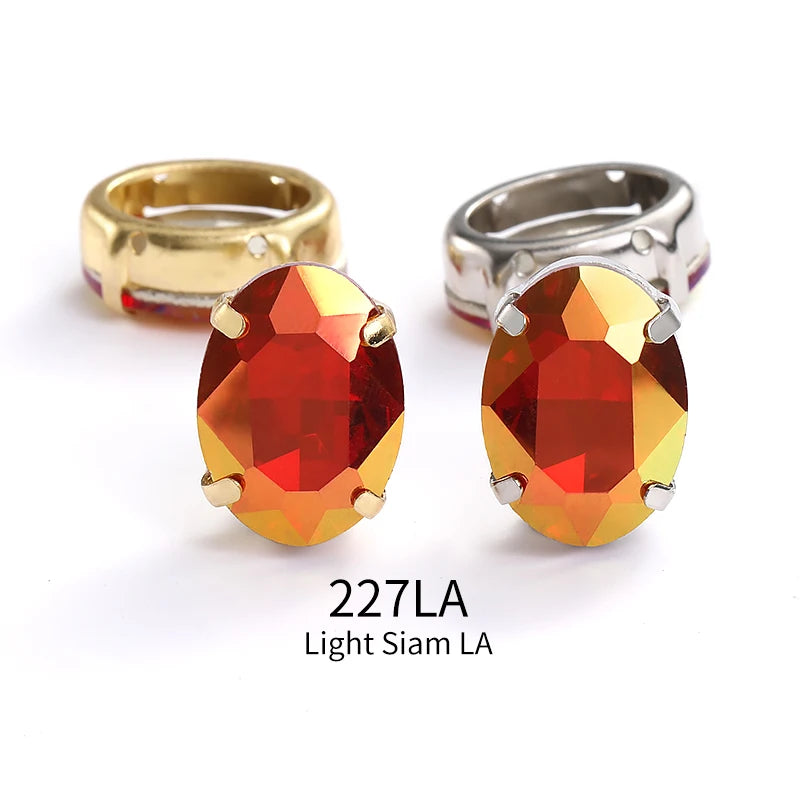 Acmore Crystal High Quality  Oval LA Series Point Back Glass Stone With Claw Rhinestones for Sewing Accessories