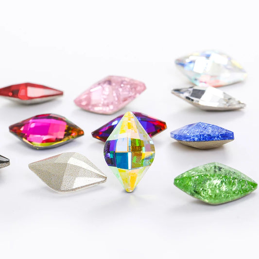Acmore Crystal 9*14mm Lemon Point Back 22 Shiny Colors Crystal K9 Glass DIY for Garment Nail Art Rhinestones Accessories