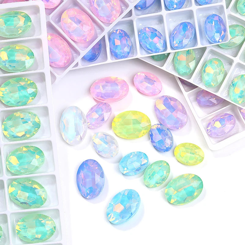 Acmore Crystal Hot Sale Opal Mocha Oval Shape New Design Loose Stones Color Point Back Loose Rhinestone Clothing Accessories DIY