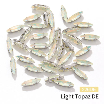 Acmore Crystal 4*15MM  Horse Eye Pointback Sew on Glass Crystal Rhinestones  Mocha Satellite Claw Stones  DIY Clothing Accessories