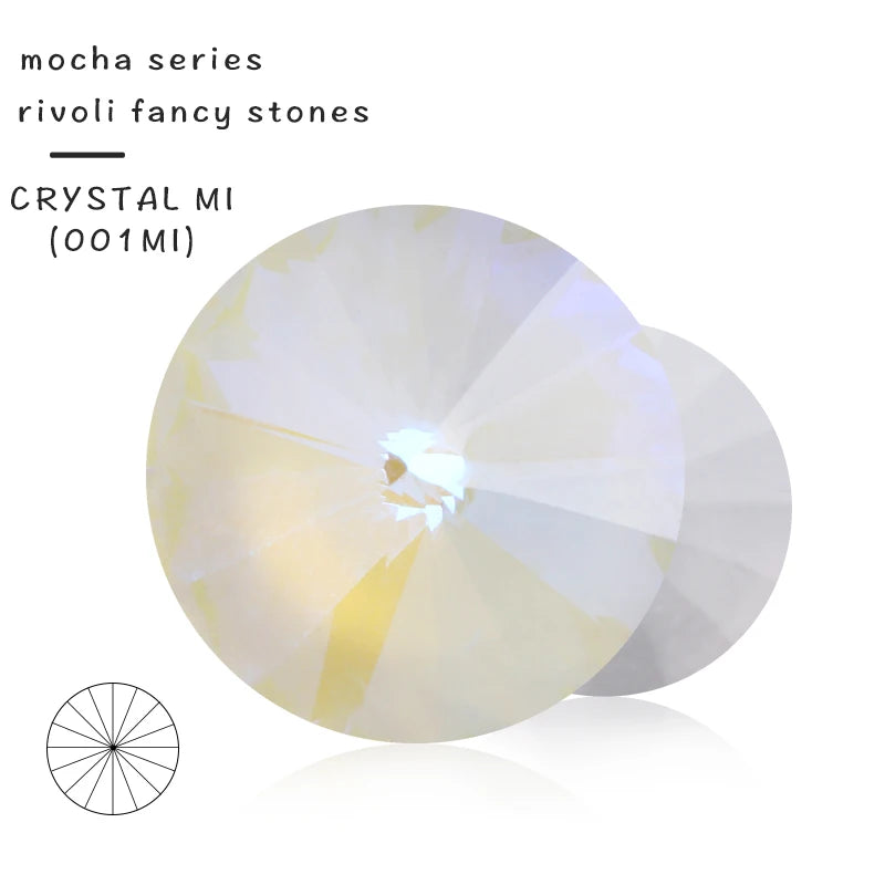 Acmore Crystal10mm/12mm Wholesale Different Colors Shapes Mocha Rivoli Crystal Rhinestones Glass Fancy Stones for Jewelry Set