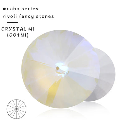 Acmore Crystal10mm/12mm Wholesale Different Colors Shapes Mocha Rivoli Crystal Rhinestones Glass Fancy Stones for Jewelry Set