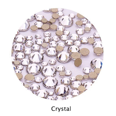 Acmore Crystal Gold Flat Back Round 40 Colors SS3-SS20 Mixed 3d Crystal ab Press on Nail Art Supplies Rhinestone Accessories