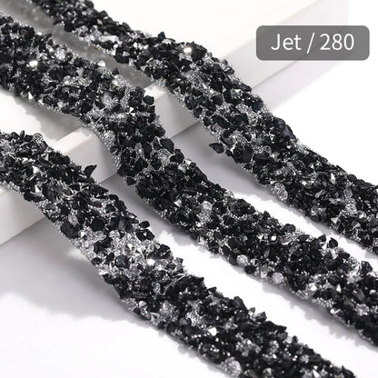 Acmore Crystal Wholesale 1.2cm Bling Self-Adhesive Resin Mesh Strips With Round Point Back Rhinestones Tube Rope for Decoration Garment