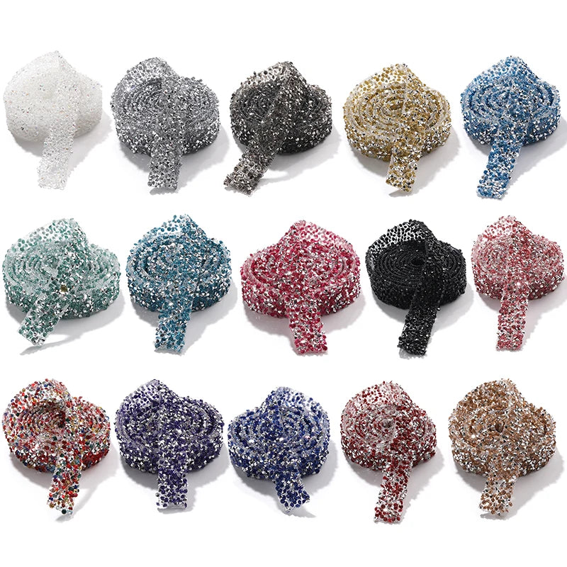 Acmore Crystal High Quality 1.2cm Trim Strass Chain Resin Crystal AB Hot Fix Rhinestones DIY Belt Wedding Dress Garment Craft