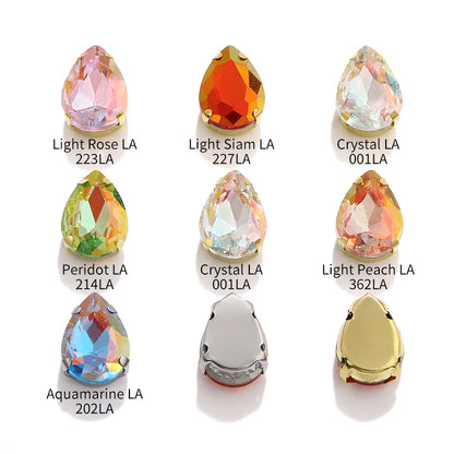 Acmore Crystal New Arrival LA Series Waterdrop Shape Stainless Steel Claw Setting Piont Back Crystals Sew on Beads for Jewelry