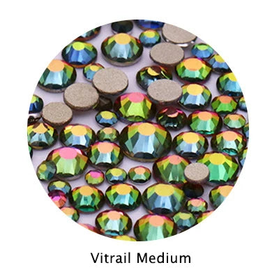 Acmore Crystal Gold Flat Back Round 40 Colors SS3-SS20 Mixed 3d Crystal ab Press on Nail Art Supplies Rhinestone Accessories