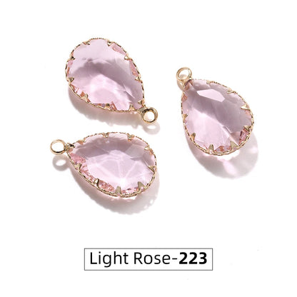 Acmore Crystal 13*18MM  Water Drop Transparent Crystal Glass Pendant with Claw Inlaid Rhinestone Pendant Accessories for Earrings & Necklace