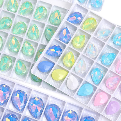 Acmore Crystal Wholesale Piont Back Crystals Rhinestones Drop Shape Bling Loose Strass Nail Art Garment Decoration