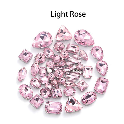 Acmore Crystal Mixed Shapes 22 Colors Four-point Stainless Steel Claw Loose Sew on Crystal Stone Glass DIY Rhinestone With Claw Setting