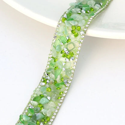 Acmore Crystal  Hot-Fix Gravel Tape 2cm Wide Rhinestone Chain Stone Cake Ribbon Trimming Wedding Decoration Sewing Accessories