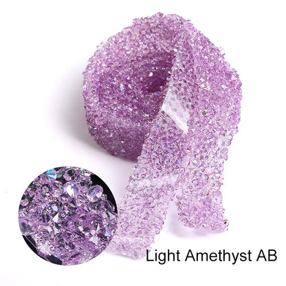 Acmore Crystal Wholesale 1.2cm Width Jelly Resin Strips Non Hotfix Stones Self-Adhevise Rhinestone Trim Sticker for DIY Tumbler