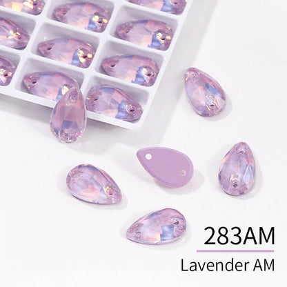 Acmore Crystal Drop Shape New  Color Series Crystal Flatback Sew on Rhinestone for Garment Shoes Bag Decoration