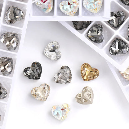 Acmore Crystal New Design Heart Shape K9 Glass Beads Point Back Fancy Loose Rhinestone for Clothing Accessories Wedding Dress