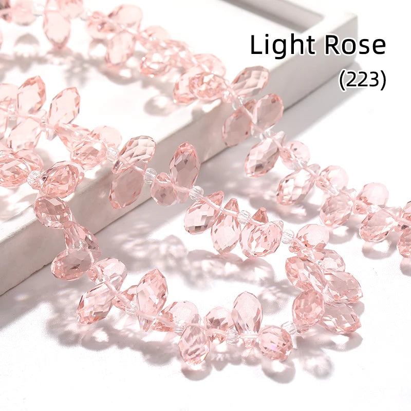 Acmore Crystal   6*12MM Water Drop Faceted Crystal Glass Beads Accessories for Bracelet Making 12 Colors  Loose Stone Glass Crafts