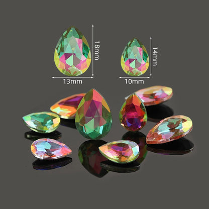 Acmore Crystal New Arrival  Shadow Series Tear Drop Shape Piont Back High Quality Rhinestones Glass Crystal Stone for Nail Art