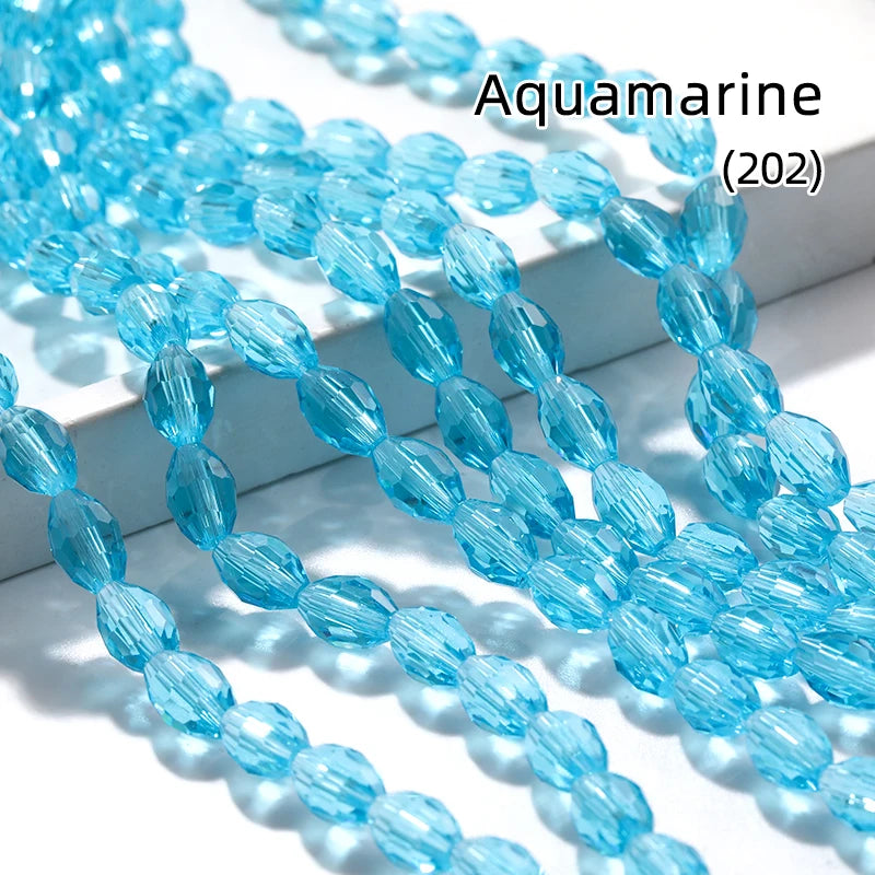 Acmore Crystal Popular  6*8MM Olive-shaped Crystal Beads for Clothing Making Best  DIY Accessories for Door & Curtain Decoration